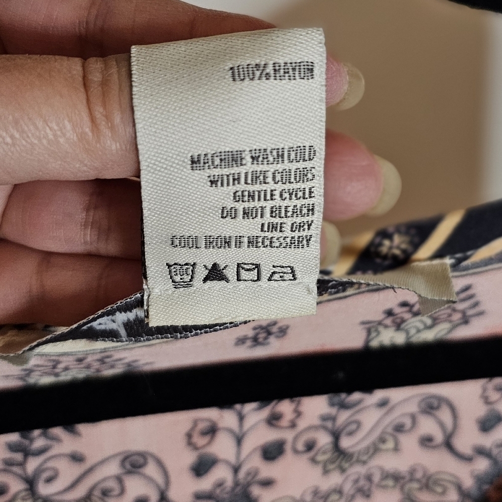 American Rag Long Sleeve Romper Boho Pink Peach Floral Print Festival Sz Medium - Picture 6 of 10